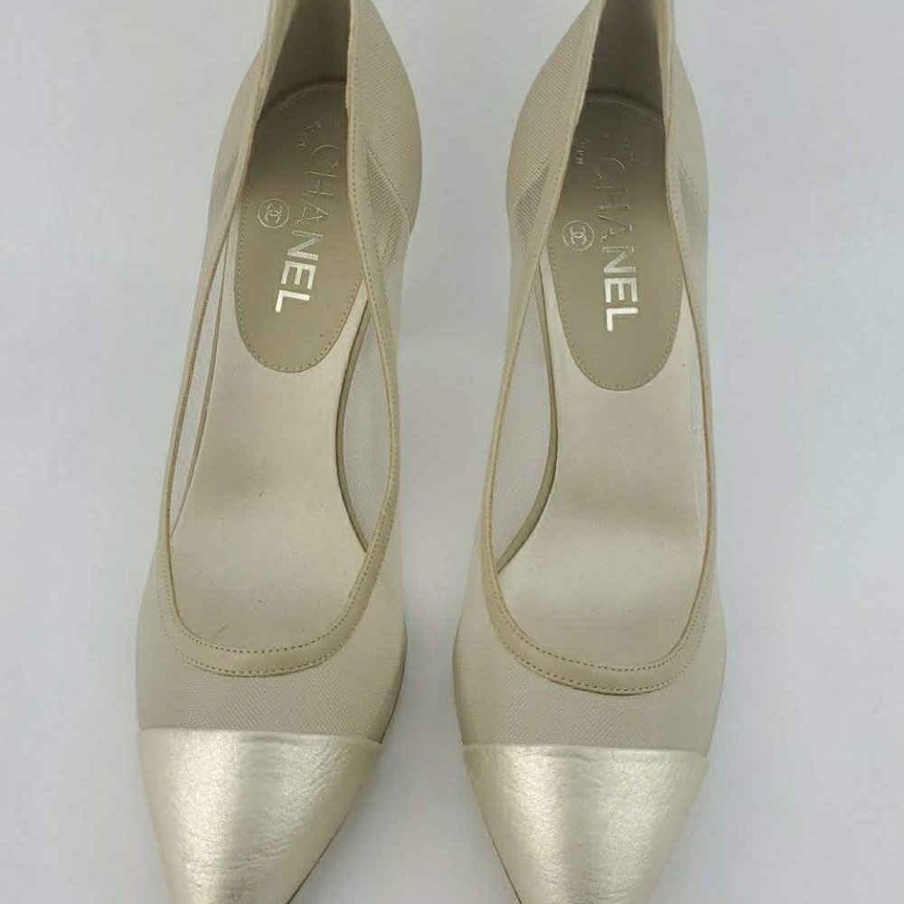 Chanel Metallic Mesh Leather Pump CHANEL